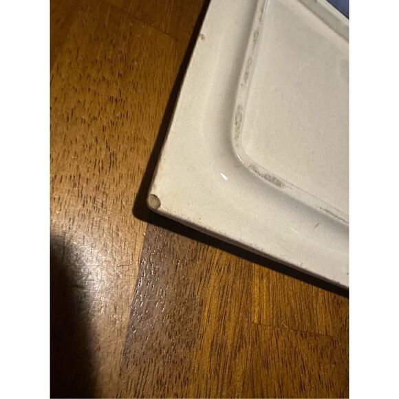 Vintage Glazed Pottery Lidded Cheese Server Cream Floral Pattern Large Keeper - Picture 10 of 15